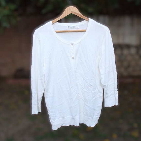 7th Avenue NY&Co White Cardigan Sweater XL - Picture 1 of 2